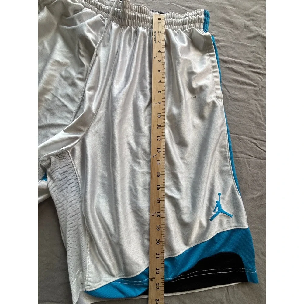 Jordan Mens Basketball Shorts XXL White Black Blue Jumpman Dazzle Mesh Athletic